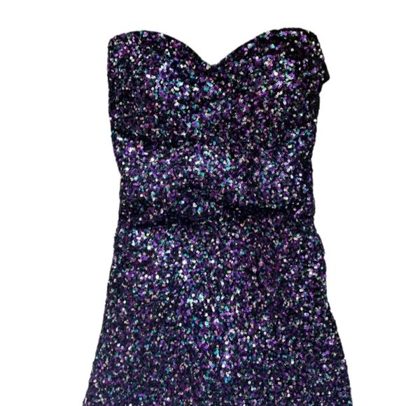 Alyce Paris STRAPLESS sequined high low evening gown multicolor prom formal - Picture 12 of 15